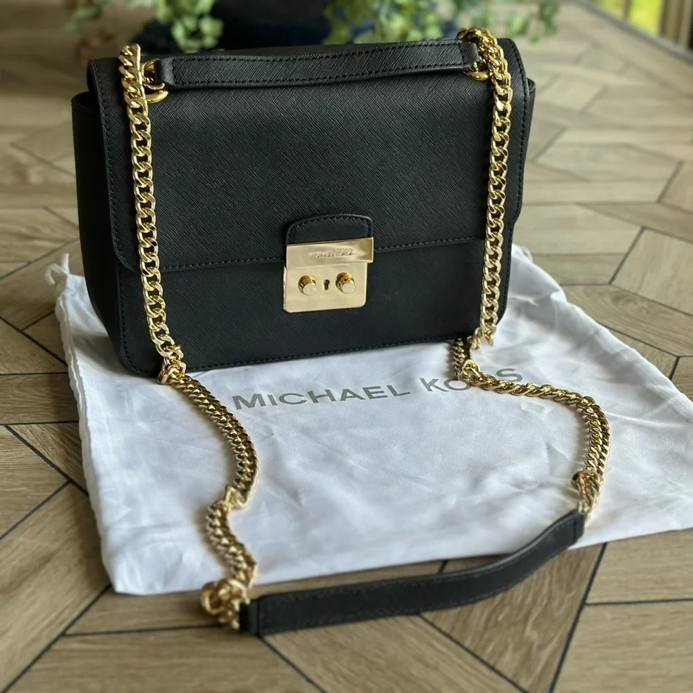 Michael Kors Black Crossbody Bag with Gold Chain